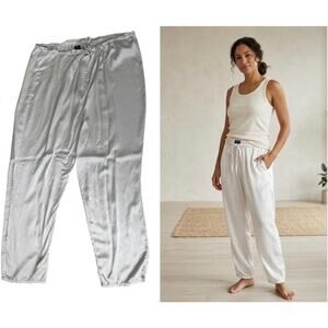 Lands' End 100% Silk Pajama Pants Ivory Cream Large 14-16